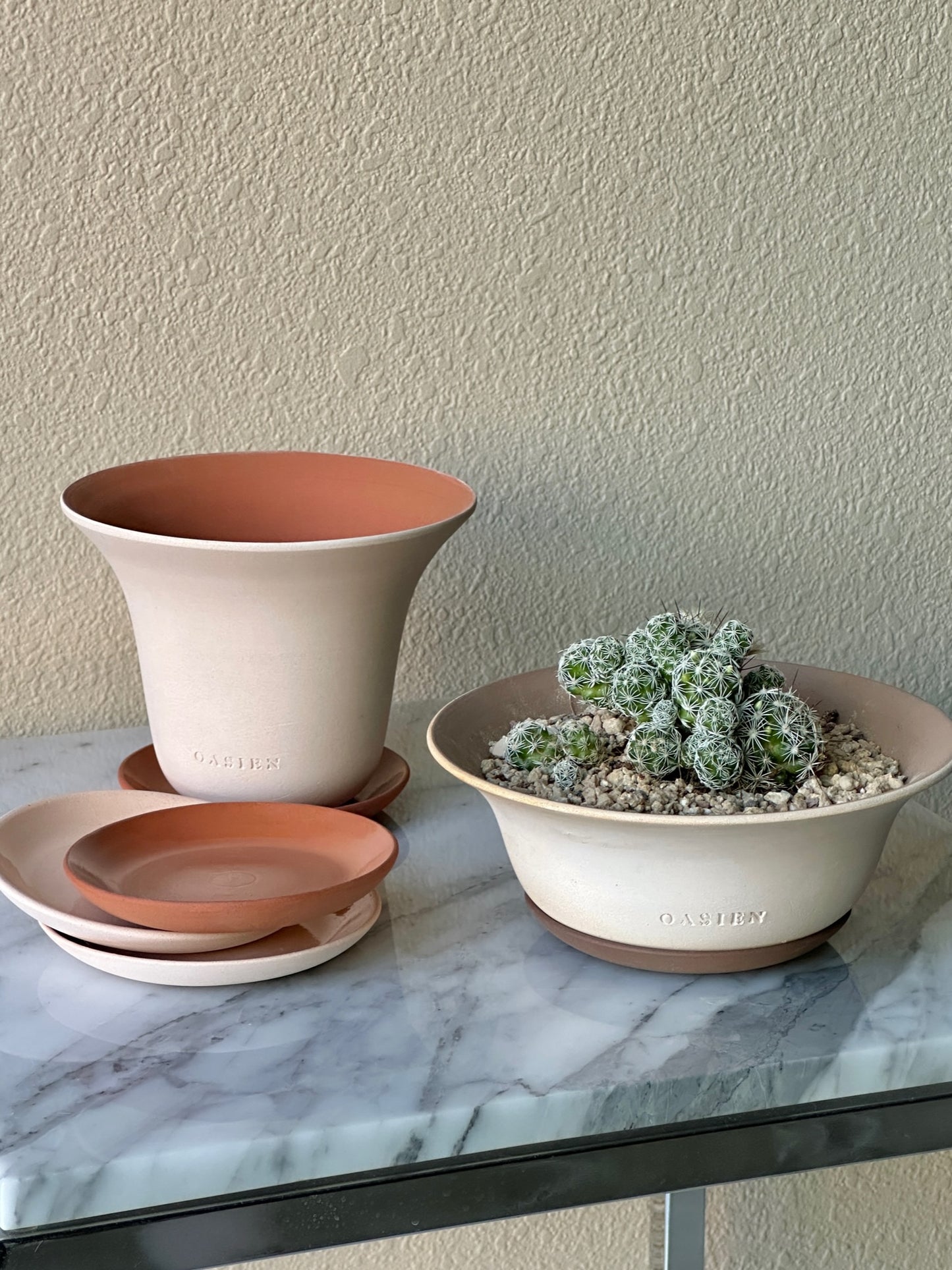 Poppy pot - ivory & orange