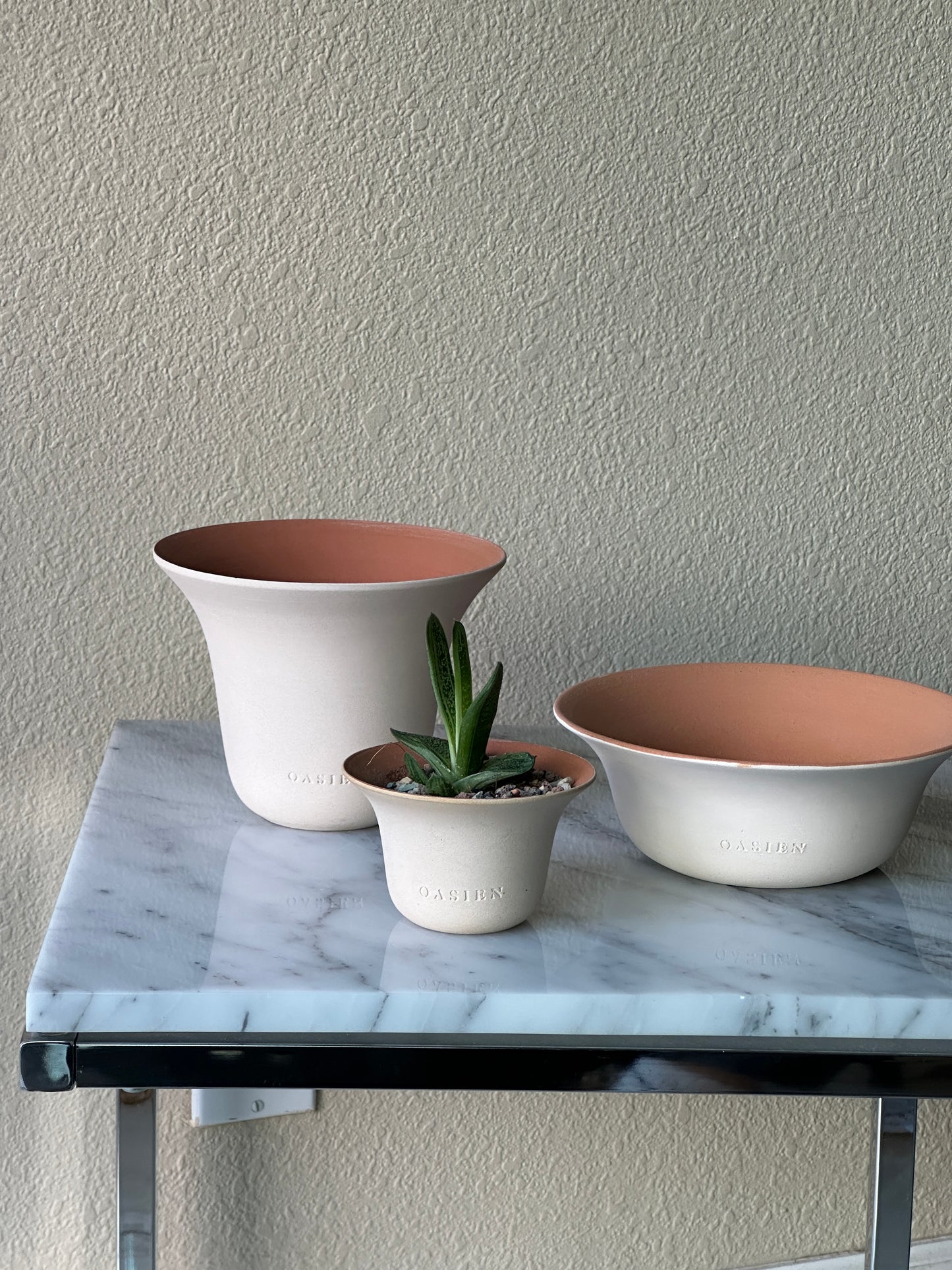 Poppy pot - ivory & orange